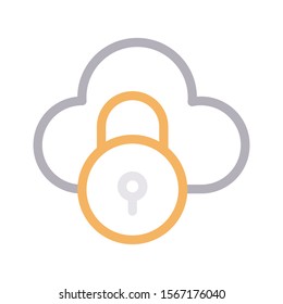 cloud lock vector  colour  line icon 