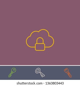 cloud lock vector line icon.Basic element illustration.cloud lock vector outline symbol design.Bonus broken key graphic concept