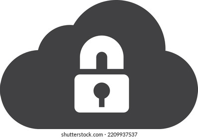 Cloud locked sign. Data protection service icon