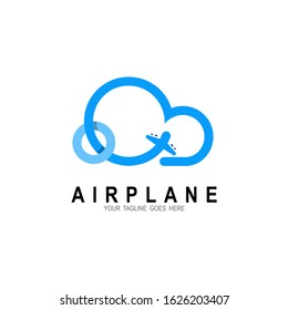 Cloud logo and airplane logo design vector