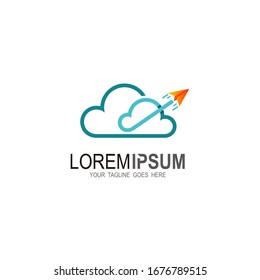 Cloud logo and airplane logo design vector
