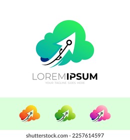 Cloud logo and arrow design combination, Download icon