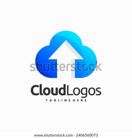 Cloud logo with Arrow sign. data sever company
