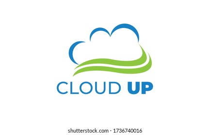 CLOUD UP LOGO can be used for upload icons - download icons - hosting logos - website logos - sharing icons , transfer logos, storage business, with sky blue color illustration, with vector EPS 10