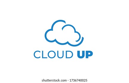 CLOUD UP LOGO can be used for upload icons - download icons - hosting logos - website logos - sharing icons , transfer logos, storage business, with sky blue color illustration, with vector EPS 10