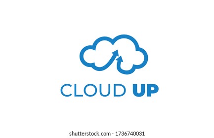 CLOUD UP LOGO can be used for upload icons - download icons - hosting logos - website logos - sharing icons , transfer logos, storage business, with sky blue color illustration, with vector EPS 10