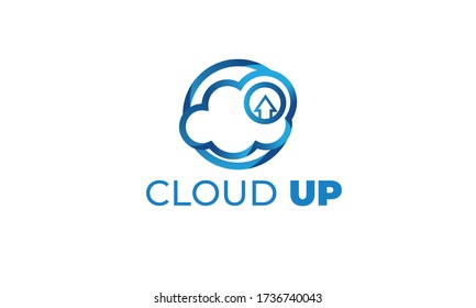 CLOUD UP LOGO can be used for upload icons - download icons - hosting logos - website logos - sharing icons , transfer logos, storage business, with sky blue color illustration, with vector EPS 10