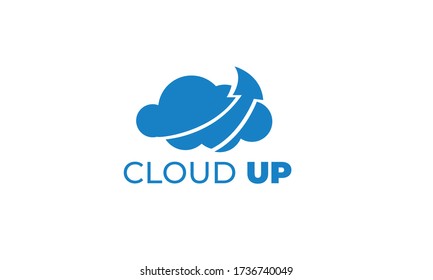 CLOUD UP LOGO kann für das Hochladen von Icons - Download-Icons - Hosting-Logos - Website-Logos - gemeinsame Nutzung von Icons , Transfer-Logos, Speicher-Geschäft, mit himmelblauer Farbillustrierung, mit Vektor EPS 10