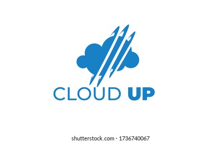 El LOGO CLOUD UP se puede usar para subir iconos - descargar iconos - alojar logotipos - logotipos de sitio - compartir iconos, logotipos de transferencia, negocios de almacenamiento, con ilustración de color azul cielo, con el vector EPS 10