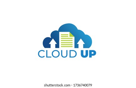 CLOUD UP LOGO can be used for upload icons - download icons - hosting logos - website logos - sharing icons , transfer logos, storage business, with sky blue color illustration, with vector EPS 10