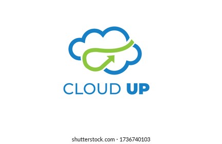 CLOUD UP LOGO can be used for upload icons - download icons - hosting logos - website logos - sharing icons , transfer logos, storage business, with sky blue color illustration, with vector EPS 10