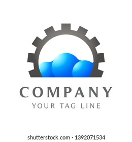 cloud logo with circle gear on it.