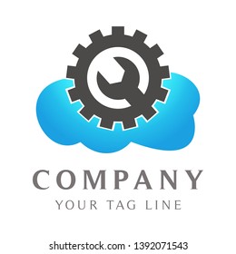 cloud logo with circle gear on it and garage equipment.