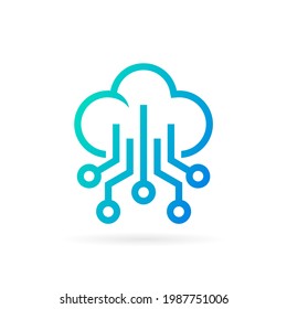 cloud logo with circuit symbol