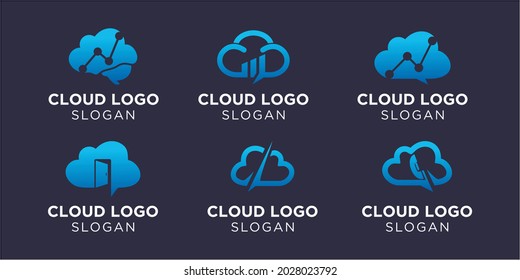 Cloud logo collection company or agency modern style