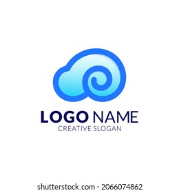 Cloud logo, cloud computing logo. cloudy logo design, Communication or network icon, cloud and Spiral logo mark