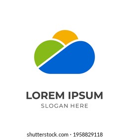 cloud logo concept with flat colorful style