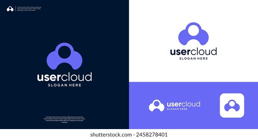 Cloud logo contains a user person symbol logo design.