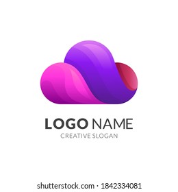 cloud logo design with 3d colorful style
