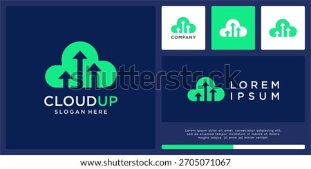 Cloud up logo design with arrow growth