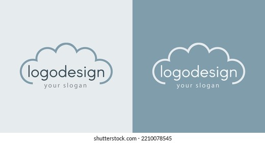 cloud logo design blue brand. logo for technology companies. symbol for companies. cloud icon. logo with text. modern and minimalistic symbol.