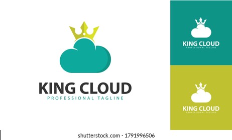 Das Cloud-Logo-Design kombinierte das Kronkonzept. Vektorgrafik