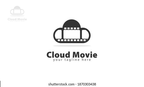 Cloud Logo Design kombiniert mit Rollfilm.  sie für Cloud-Logos im Zusammenhang mit Filmen oder anderen Technologielogos verwenden. Vektorgrafik