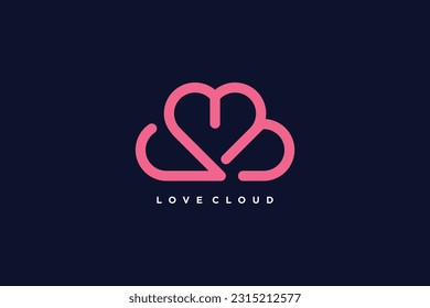 Cloud logo design with creative love concept style