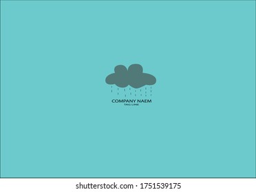Cloud logo design , filled color sky blue and black outline