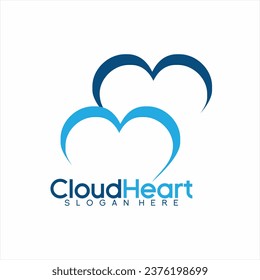 Cloud logo design with heart concept.