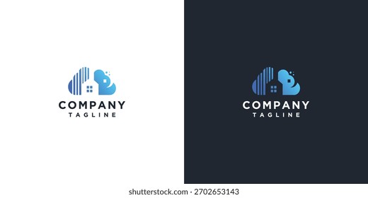 Cloud logo design with house building