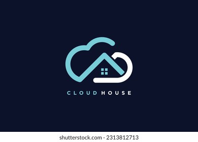 Diseño de logotipo en nube con concepto de casa