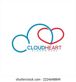 Cloud logo design. Illustration of a cloud with a heart. Logo with a unique concept. Cloud of the heart.