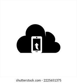 Cloud logo design. Cloud illustration with smartphone and up arrow.
