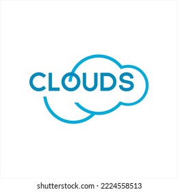 Diseño del logotipo de nube. ilustración de nubes de palabras con nubes simples.