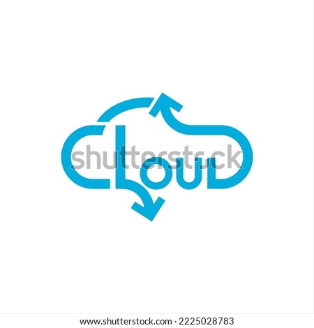 Cloud logo design. Cloud letter illustration with up and down arrows.
