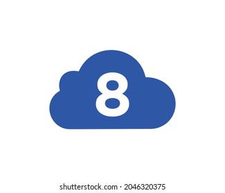 Cloud Logo Design On 8 Letter. Letter 8 Cloud Logo Vector Template Design