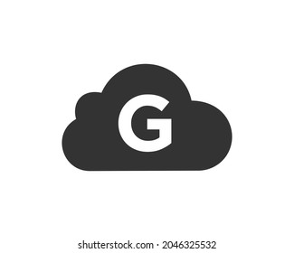 Cloud Logo Design On G Letter. Letter G Cloud Logo Vector Template With White Background