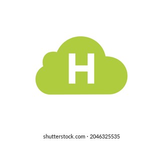 Cloud Logo Design On H Letter. Letter H Cloud Logo Vector Template With White Background