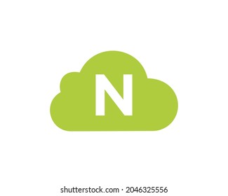 Diseño De Logotipo En Nube En Letra N. Plantilla de vectores con logotipo de nube de letra N con fondo blanco