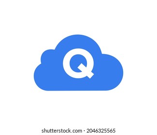 Diseño De Logotipo En Nube En Letra Q. Plantilla de vectores de logotipo de nube de carta Q con fondo blanco