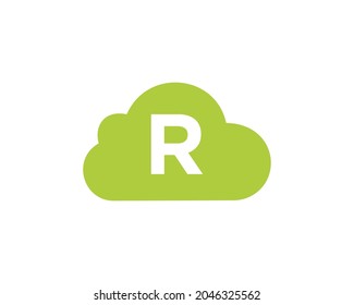 Diseño De Logotipo En Nube En Letra R. Plantilla de vectores de logotipo de nube de carta R con fondo blanco