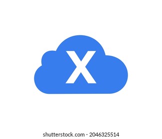 Cloud Logo Design On X Letter. Initial Letter X Cloud Logo Vector Template With White Background
