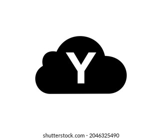 Cloud Logo Design On Y Letter. Initial Letter Y Cloud Logo Vector Template With White Background