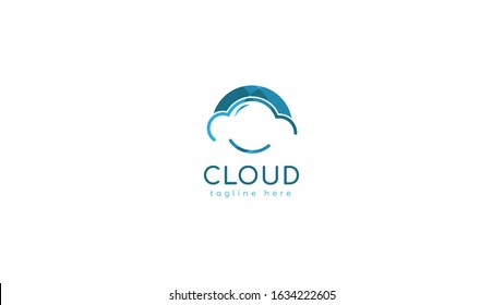 cloud logo design, simple concept with blue coloring