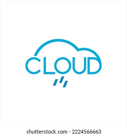 Cloud logo design. Simple cloud illustration with raindrops