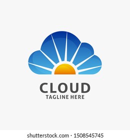 Cloud logo design with sun light inside