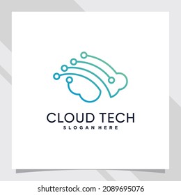 Cloud logo design technology with line art style and creative concept