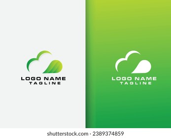 Cloud logo design. Cloud vector. File. Business. Finance. Colorful cloud vector art. Premium logo template. Icon. Sky. Green.