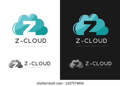 Cloud logo design with Z letter silhouette. Vector symbol with character element.